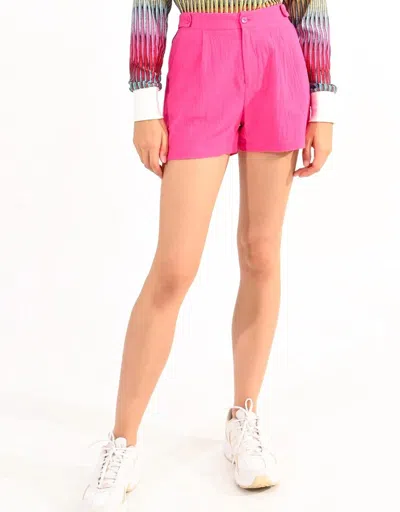 Molly Bracken High Waist Cotton Short In Fuschia In Pink