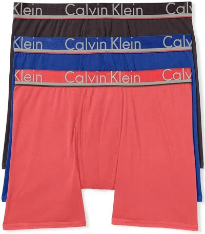 Calvin Klein Men's 3 Underwear Comfort Microfiber Boxer Briefs In Surf The Web/azalea/phantom In Multi
