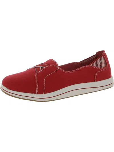 Cloudsteppers By Clarks Breeze Skip Womens Canvas Low-top Slip-on Sneakers In Red