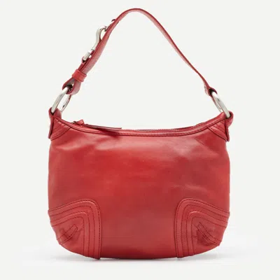 Dkny Leather Hobo In Red