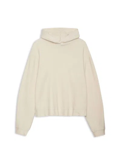 Stateside Sherpa Cropped Hoodie In Cream In White