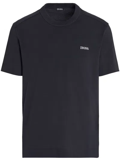 Zegna T-shirt Logo In Blue