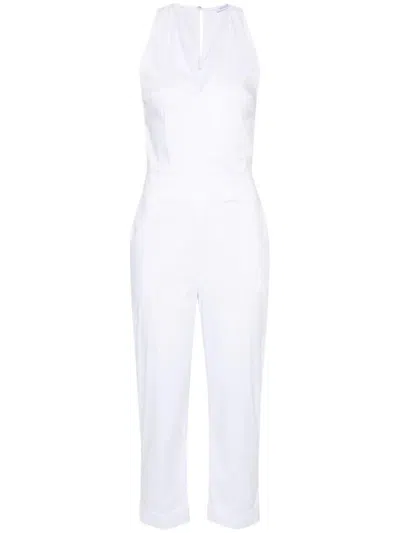 Patrizia Pepe V-neck Poplin Jumpsuit In White