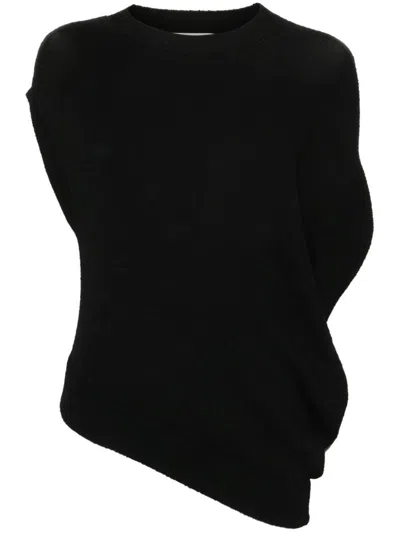 Fendi Asymmetric Knitted Top In Black  