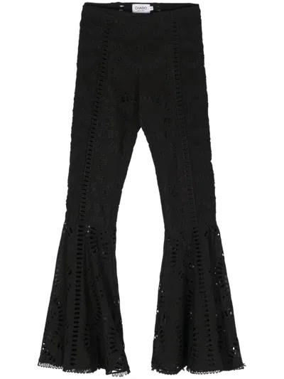 Charo Ruiz Trouk Broderie Anglaise Cotton-blend Flared Trousers In Black  