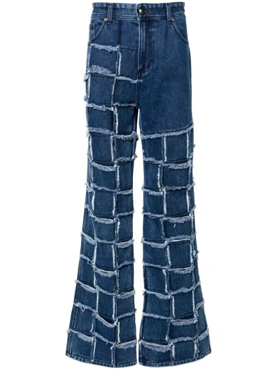 Andersson Bell New Patchwork Mid-rise Wide-leg Jeans In Blue
