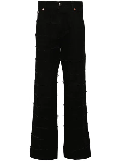 Andersson Bell New Patchwork Mid-rise Wide-leg Jeans In Black  