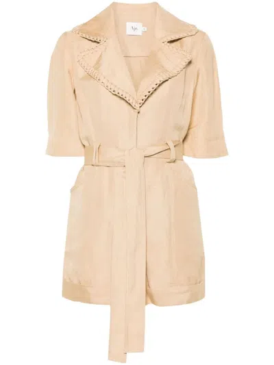 Aje Tactile Whipstitch Playsuit In Brown