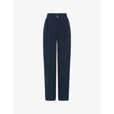 Omnes Cinnamon Straight-leg Relaxed-fit Stretch-woven Trousers In Navy