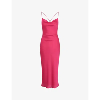 Omnes Riviera Recycled-polyester Midi Dress In Cerise
