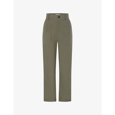 Omnes Cinnamon High-rise Relaxed-fit Stretch-woven Trousers In Khaki