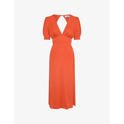 Omnes Odette Woven Midi Dress In Brick Orange