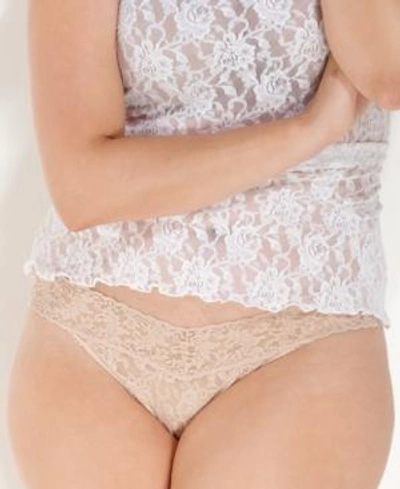 Hanky Panky Signature Lace Original Rise Thong Underwear In Light Brown