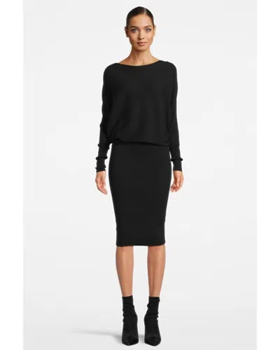 Reiss Lucy - Black Cashmere-wool Blend Draped Mini Dress, M