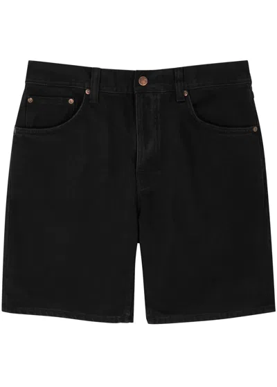 Nudie Jeans Seth Straight-leg Denim Shorts In Black