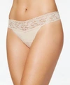 Gucci Organic Cotton Original-rise Lace-waist Thong 891801 In Chai- Nude 01