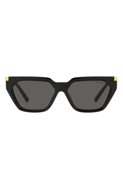 Tiffany & Co Tf4205u Branded-arm Irregular-frame Acetate Sunglasses In Dark Grey