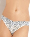 Hanky Panky Floral Cross-dyed Original-rise Lace Thong, One Size In Ivory/coal