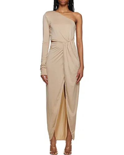 Gauge81 Suani One-sleeve Cutout Stretch-jersey Maxi Dress In Sand