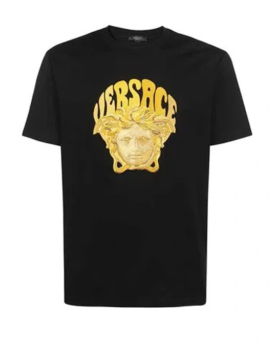 Versace Man T-shirt Black Size S Cotton, Polyester, Polyethylene