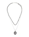 Dsquared2 Woman Necklace Black Size - Brass, Glass, Silver, Resin