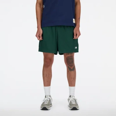 New Balance Mesh 5" Short In Nightwatch Green, Men's At Urban Outfitters In Green/white