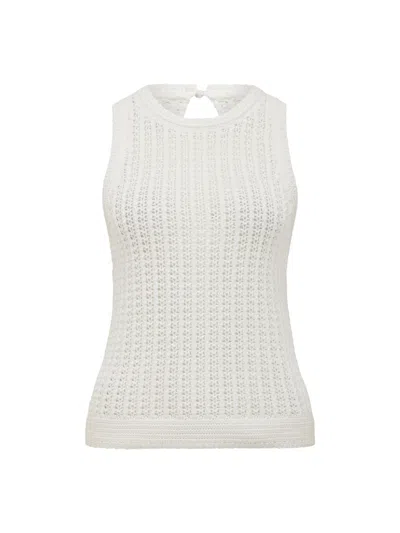 Forever New Women's Bailee Crochet Look Racer Top White