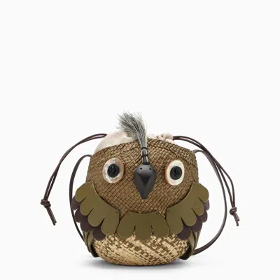 Loewe | Olive Green Raffia Bird Bag In Beige