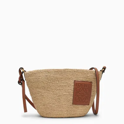 Loewe Slit Raffia And Leather Crossbody Bag In Beige