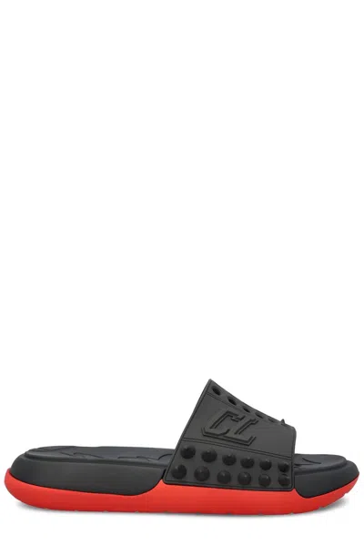 Christian Louboutin Men's Take It Easy Rubber Slide Sandals In Black