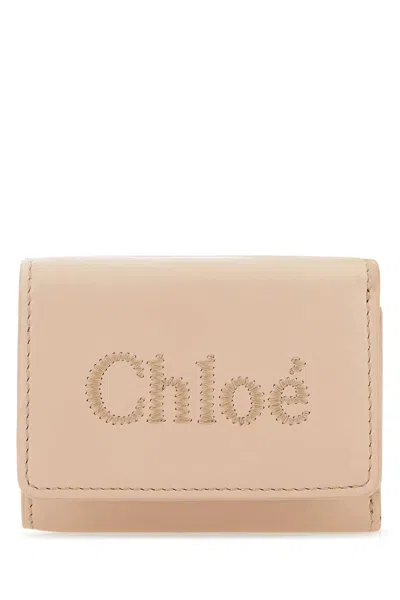 Chloé Skin Pink Leather Wallet In Powder