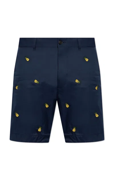 Dsquared2 Embroidered Chino Shorts In Blue