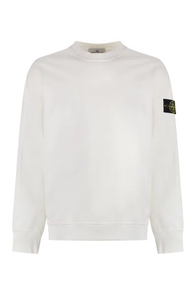 Stone Island Cotton Crew-neck Sweatshirt In Bianco