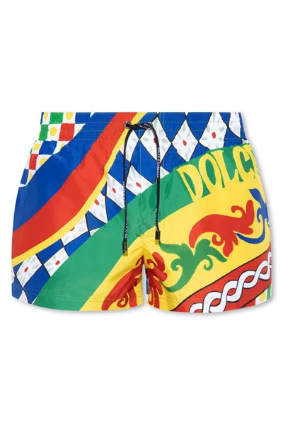 Dolce & Gabbana Abstract-print Swim Shorts In Multicolour