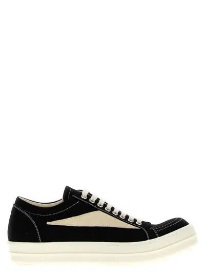 Drkshdw Vintage Round-toe Canvas Low-top Trainers In Blk/white