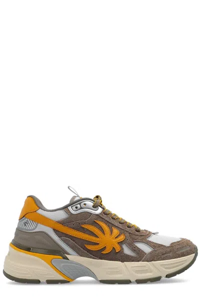 Palm Angels The Palm Runner Panelled Sneakers In Brown,yellow