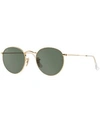Ray Ban Rb3447 53mm Round Sunglasses In Gold/green