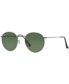 Ray Ban Ray-ban Unisex Icons Round Sunglasses, 50mm In Gunmetal/green