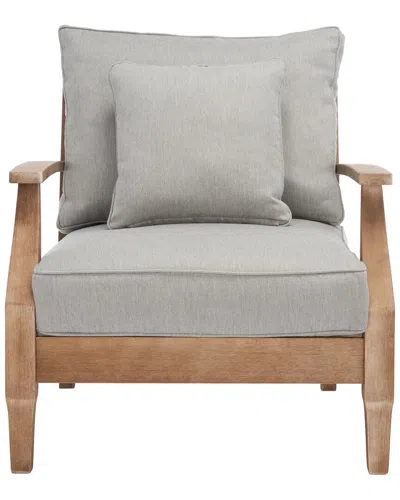 Safavieh Couture Martinique Wood Patio Armchair In Gray