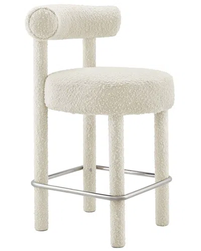 Modway Toulouse Boucle Fabric Counter Stool In White