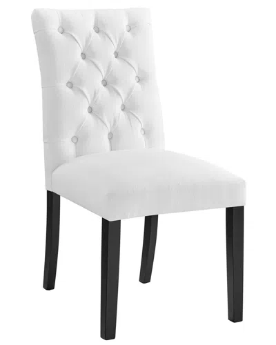 Modway Duchess Button Tufted Faux Leather Dining Chair In White