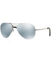 Ray Ban Rb3449 59mm Mirrored Semi-rimless Aviator Sunglasses In Silver/green Mirror