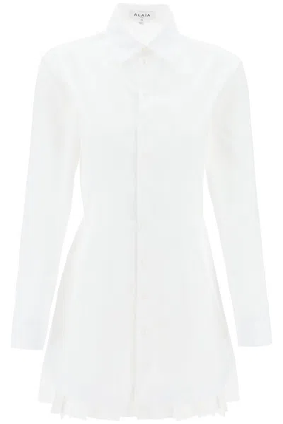 Alaïa Cotton Shirt Dress In White