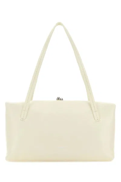 Jil Sander Ivory Leather Goji Pillow Handbag In White