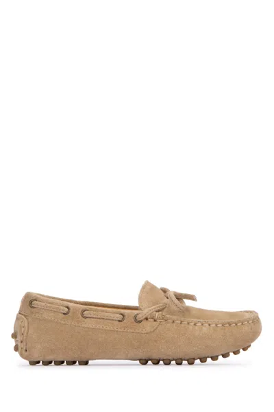 Brunello Cucinelli Kids' Bow-detail Calf Suede Loafers In Noisette