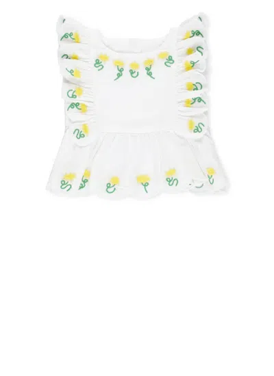 Stella Mccartney Babies' Flower Embroidery Smock Top In White