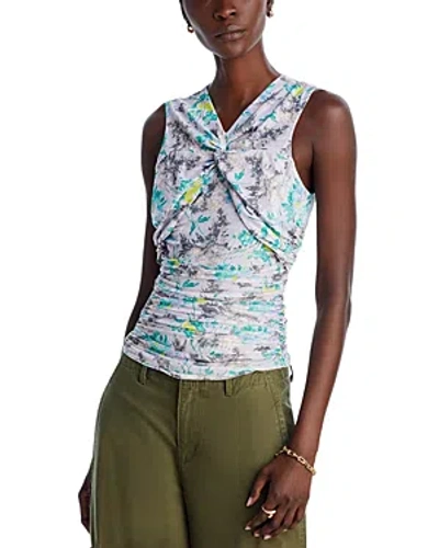 Cinq À Sept Aniya Ruched Twisted Sleeveless Top In Pastel Multi