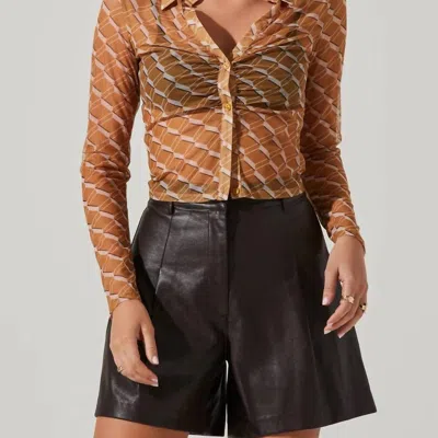 Astr Wilma Faux Leather Shorts In Dark Brown