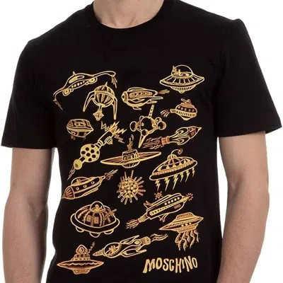 Moschino Alien Logo Print T-shirt In Black