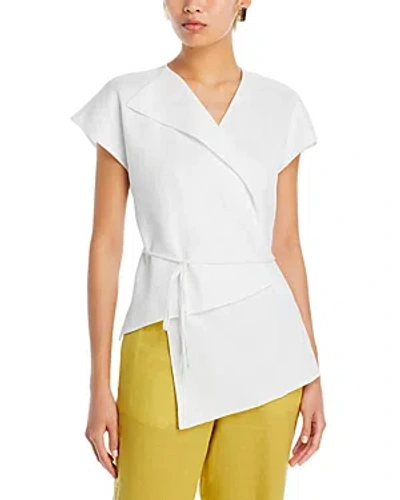 Fabiana Filippi Asymmetric Linen Wrap Top In White